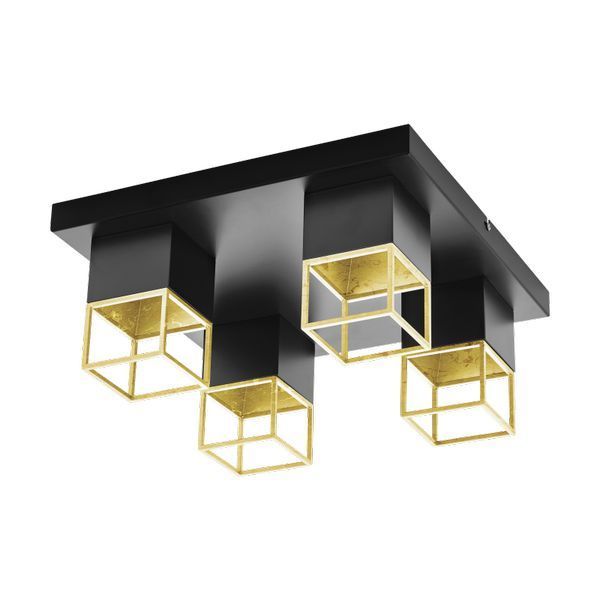 Montebaldo Black-Gold LED Ceiling Light 4x5W GU10 3000K Warm White