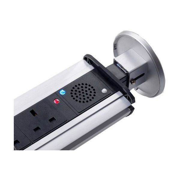 ELD POW-3SS-BT Brushed Nickel IP20 3 Gang 13A 2x USB-A 1A Bluetooth Speaker Pop-Up Socket