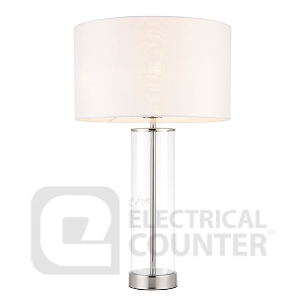 Endon 70600 Lessina Clear Glass Table, Table Lamp With Dimmer Switch
