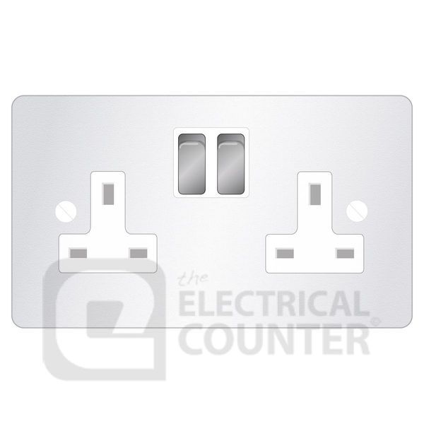 Forbes & Lomax DS13M/N Painted Plate 2 Gang 13A Switched Socket - Nickel Silver Switch + White Insert