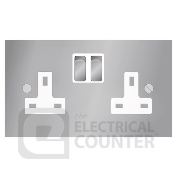 Forbes & Lomax DS13M/NIC Nickel Silver 2 Gang 13A Switched Socket - White Insert