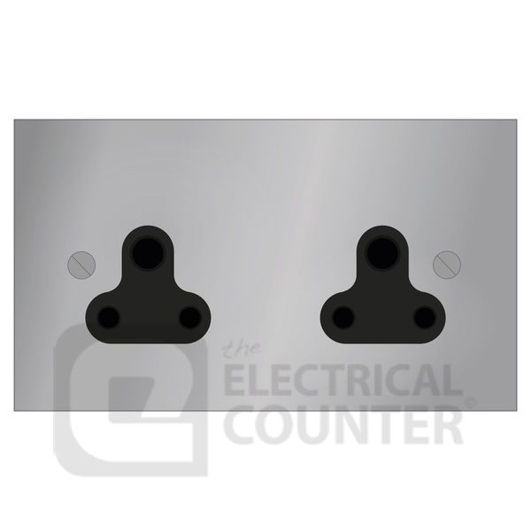 Forbes & Lomax DS2/NIC/B Nickel Silver 2 Gang 2A Unswitched Round Pin Socket - Black Insert