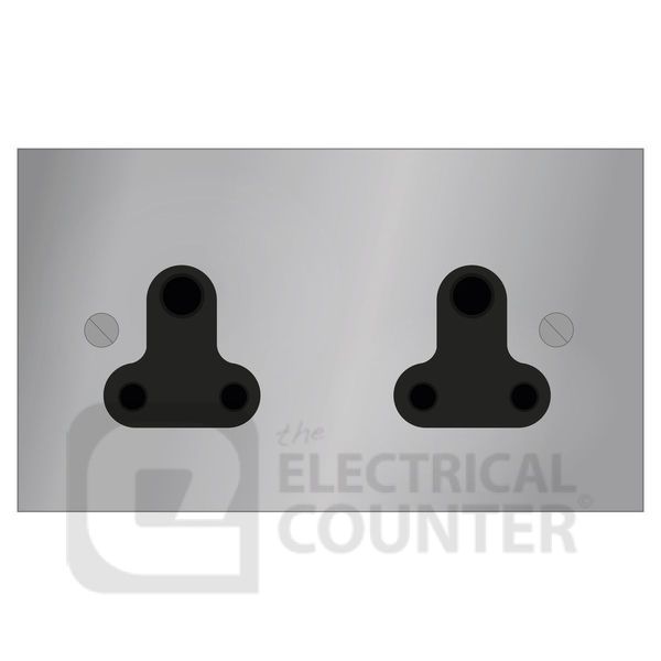 Forbes & Lomax DS5/NIC/B Nickel Silver 2 Gang 5A Unswitched Round Pin Socket - Black Insert