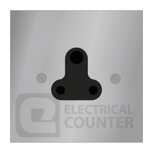 Forbes & Lomax SS5/NIC/B Nickel Silver 1 Gang 5A Unswitched Round Pin Socket - Black Insert