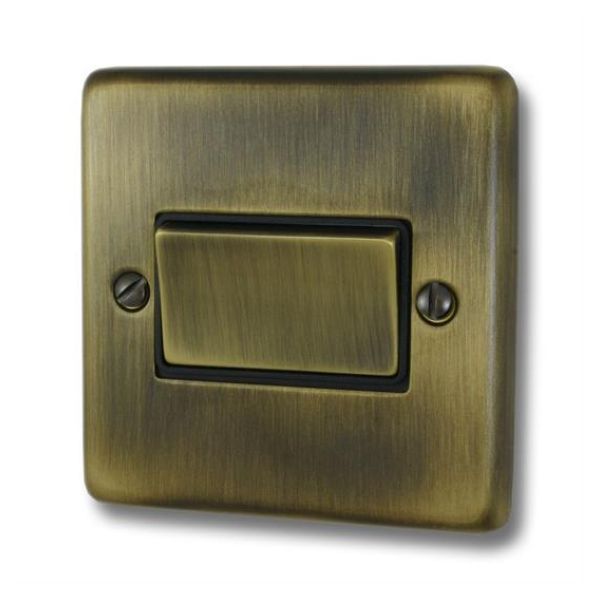G and H Electrical CAB369 Contour Antique Brass 3 Pole Brass Fan Isolator Switch - Black Insert