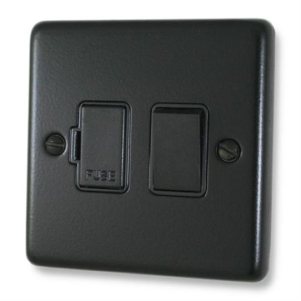 G and H Electrical CFB57B Contour Flat Black Black Switched Fused Spur