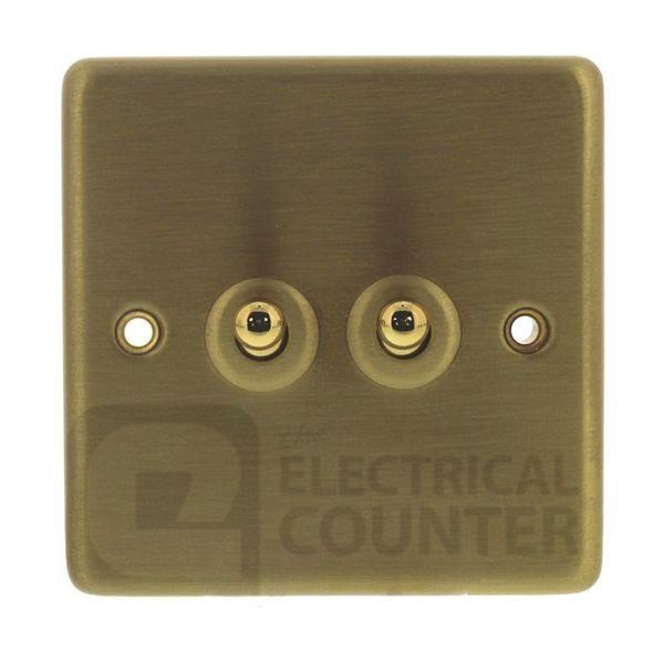 Satin Brass Contour 2 Gang Toggle Switch