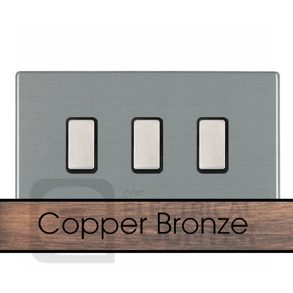 Hamilton 7CBC3XTMBK-B Hartland CFX Screwless Copper Bronze 3 Gang 250W/210VA Multi-Way Touch Master Dimmer Switch