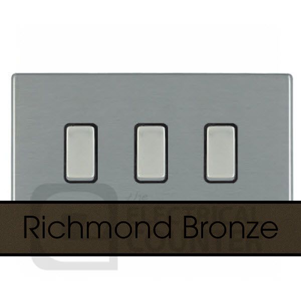 Hamilton 7RBCR232BL-B Hartland CFX Screwless Richmond Bronze 3 Gang 20AX 2 Way Plate Switch