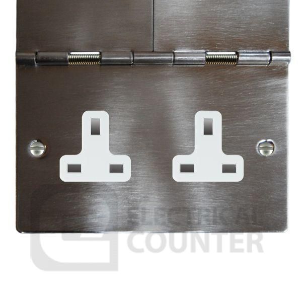 Satin Nickel 2 Gang 13A Unswitched Floor Socket