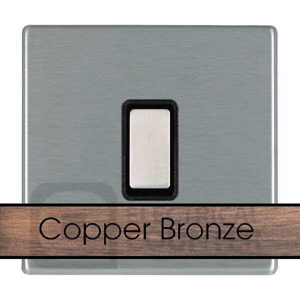 Hamilton 8CBC1XTMBK-B Sheer CFX Copper Bronze 1 Gang 250W/210VA Multi-Way Resistive-Inductive Trailing Edge Master Touch Dimmer - Black Insert