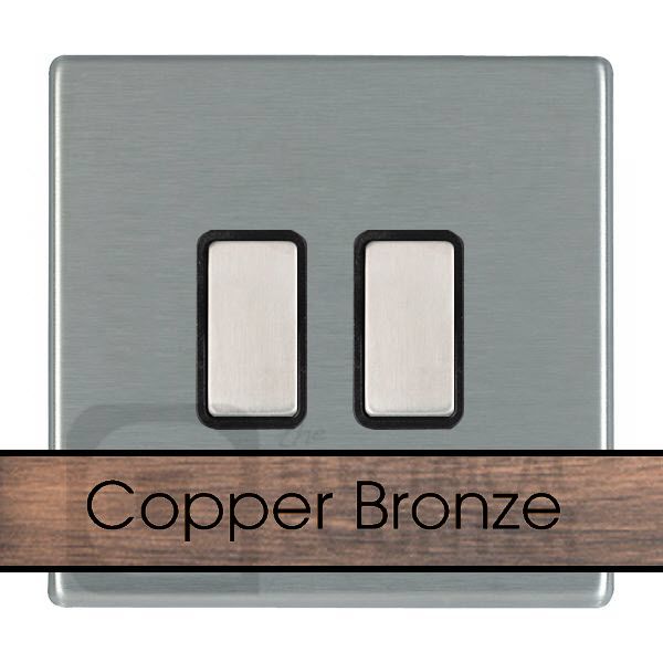 Hamilton 8CBC2XTMBK-B Sheer CFX Copper Bronze 2 Gang 250W/210VA Multi-Way Resistive-Inductive Trailing Edge Master Touch Dimmer - Black Insert