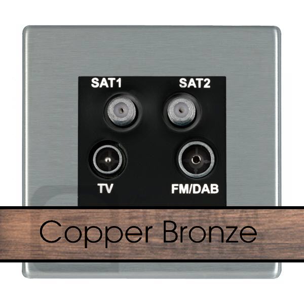Hamilton 8CBCDENTB Sheer CFX Copper Bronze 1x TV 1x FM 2x SAT Quadplexer - Black Insert