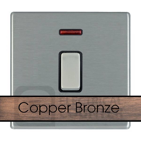 Hamilton 8CBCDPNBL-B Sheer CFX Copper Bronze 1 Gang 20AX Double Pole Neon Switch - Black Insert