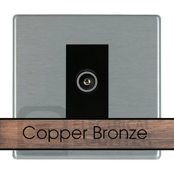 Hamilton 8CBCDTVFB Sheer CFX Copper Bronze 1 Gang Non-Isolated Female Coaxial TV Socket - Black Insert