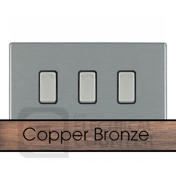 Hamilton 8CBCR23BL-B Sheer CFX Copper Bronze 3 Gang 10AX 2 Way Switch - Black Insert