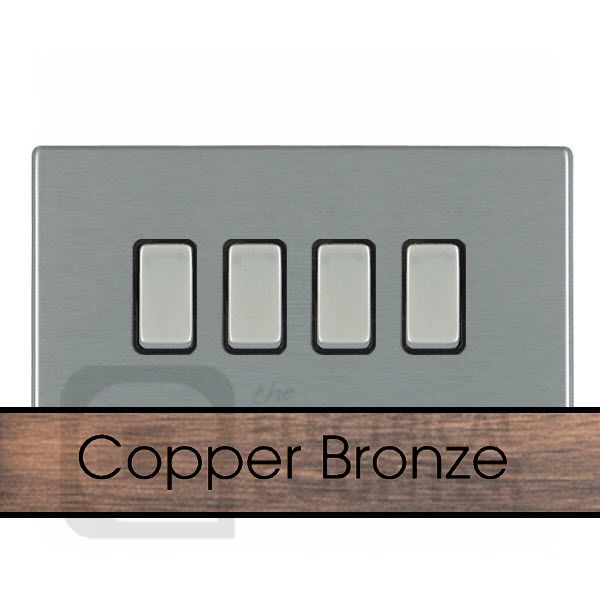 Hamilton 8CBCR242BL-B Sheer CFX Copper Bronze 4 Gang 20AX 2 Way Switch - Black Insert
