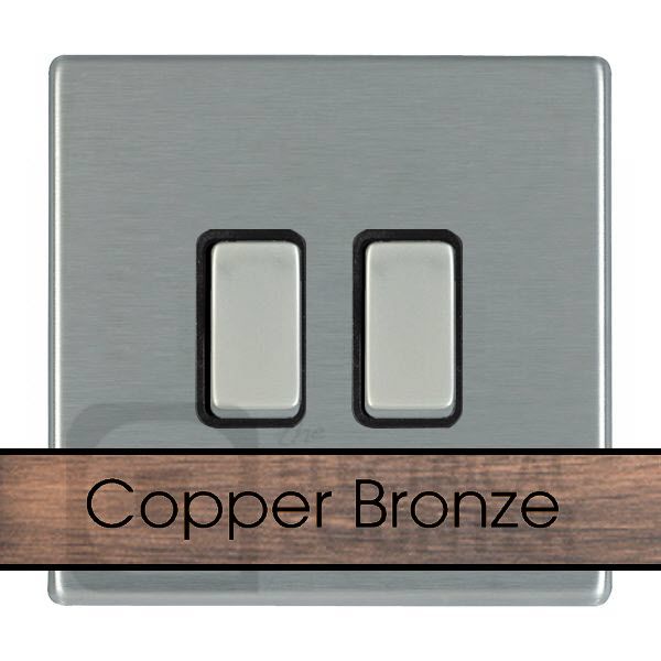 Hamilton 8CBCR322BL-B Sheer CFX Copper Bronze 2 Gang 20AX Intermediate Switch - Black Insert