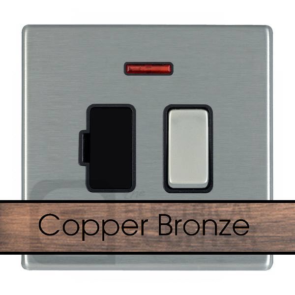 Hamilton 8CBCSPNBL-B Sheer CFX Copper Bronze 13A Double Pole Neon Fused Connection Unit - Black Insert