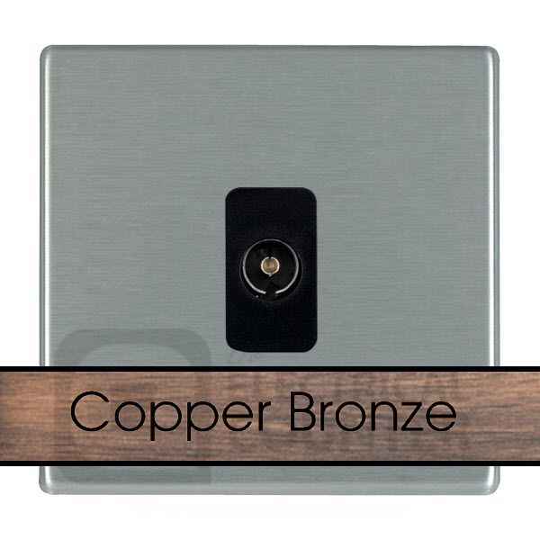 Hamilton 8CBCTVIB Sheer CFX Copper Bronze 1 Gang Isolated Coaxial TV Socket - Black Insert