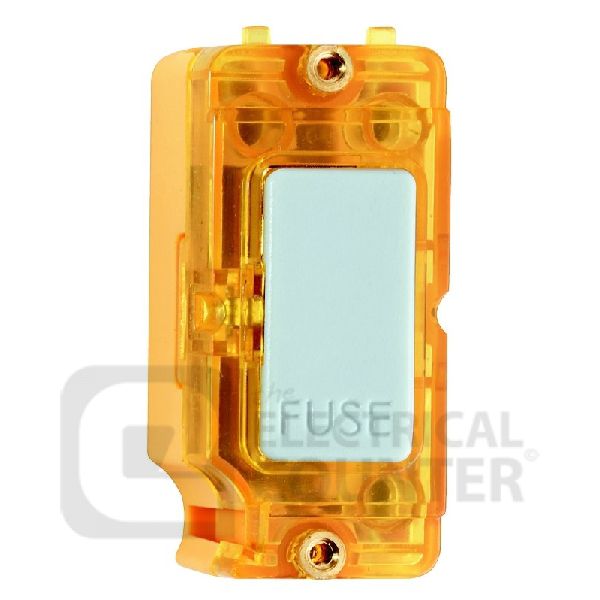 Grid-IT White 13A Fuse Grid Fix Module with an Amber Neon