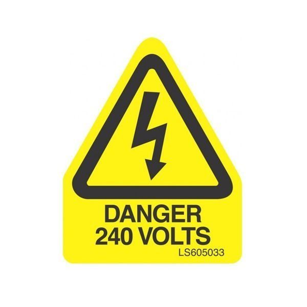 "DANGER 240 VOLTS" Triangle Electrical Safety Labels - Roll of 100