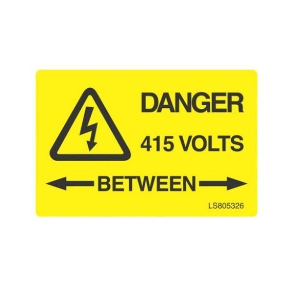 "DANGER 415 VOLTS BETWEEN" Electrical Safety Labels - Roll of 100