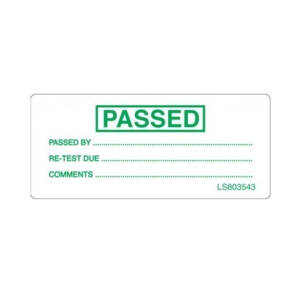 "PASSED TEST" Electrical Safety Labels - Roll of 100
