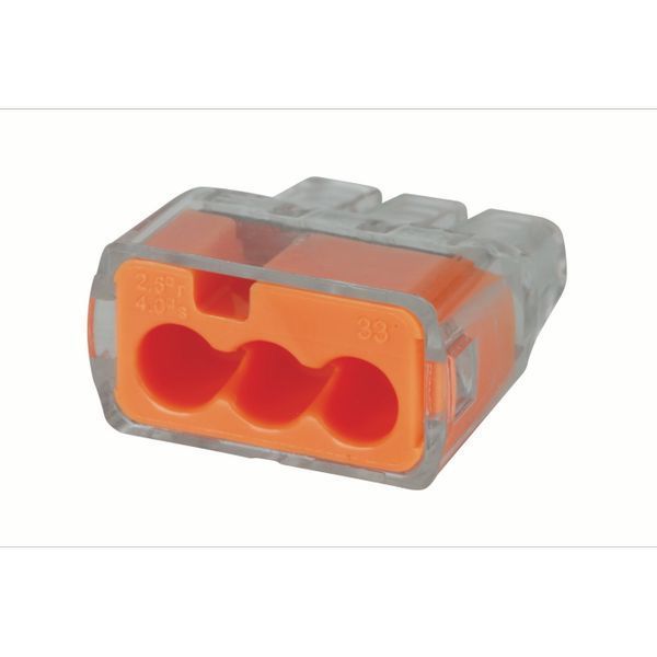 Ideal 30-1033 Wago IN-SURE Push-In Wire Connector Model 33 3 Port Orange Box of 100