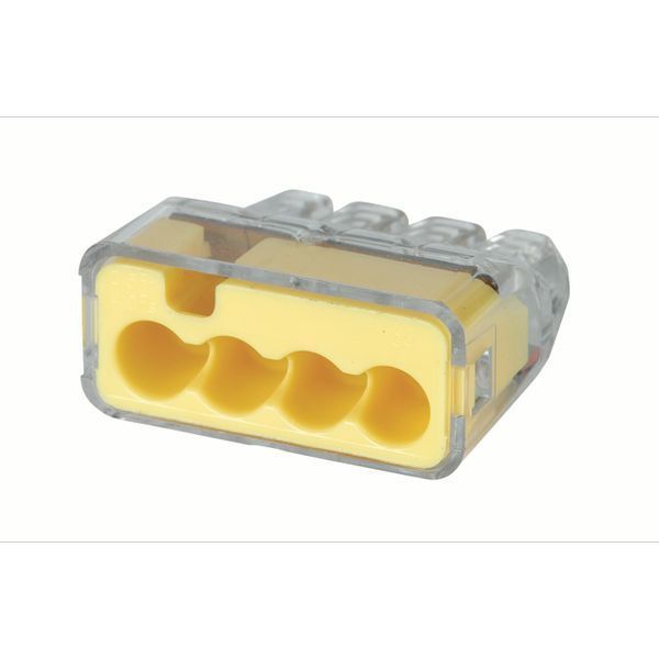 Ideal 30-1034 Wago IN-SURE Push-In Wire Connector Model 34 4 Port Yellow Box of 100