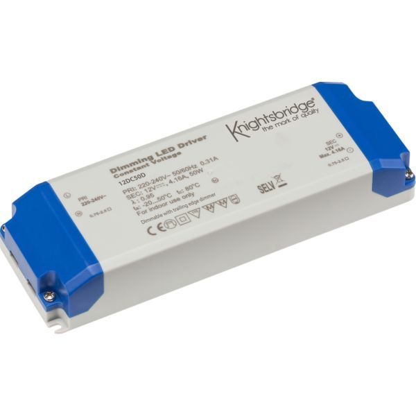 Knightsbridge 12DC50D IP20 12V 50W DC Constant Voltage Dimmable LED Driver