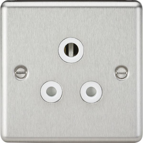 Knightsbridge CL5ABCW Rounded Edge Brushed Chrome 5A Unswitched Socket - White Insert