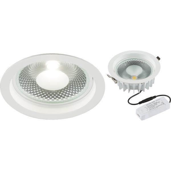 Knightsbridge CRDL20 White IP20 20W 2430lm 4000K 195mm Dimmable COB LED Recessed Commercial Downlight