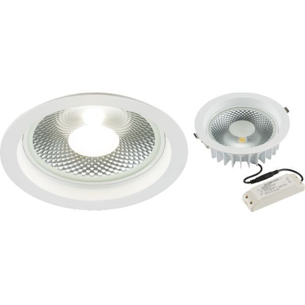 Knightsbridge CRDL30 White IP20 30W 3480lm 4000K 220mm Dimmable COB LED Recessed Commercial Downlight