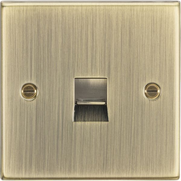 Knightsbridge CS74AB Square Edge Antique Brass 1 Gang Telephone Extension Outlet