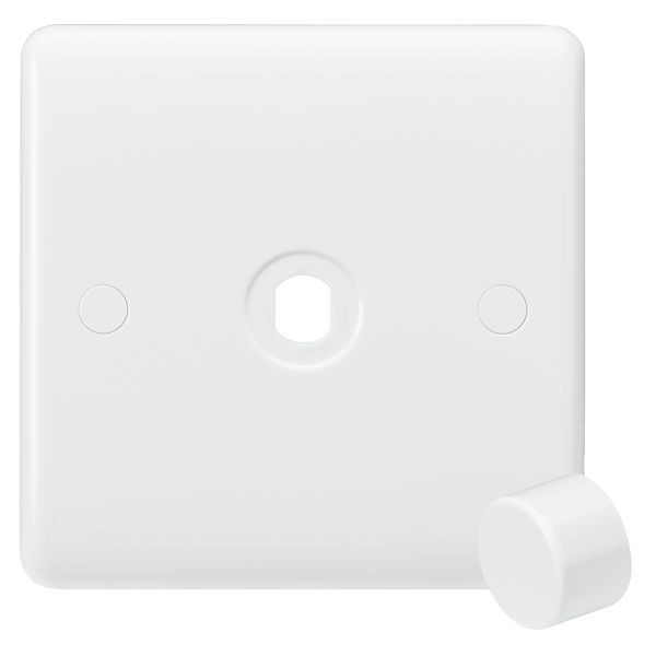 Knightsbridge CU1DIM Curved Edge White 1 Gang Dimmer Plate with Matching Dimmer Cap