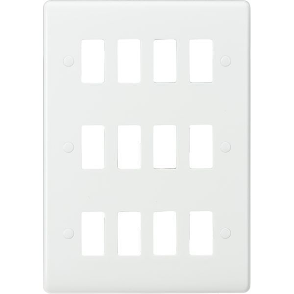 Knightsbridge CUG12 Grid White 12 Aperture Curved Edge Front Plate