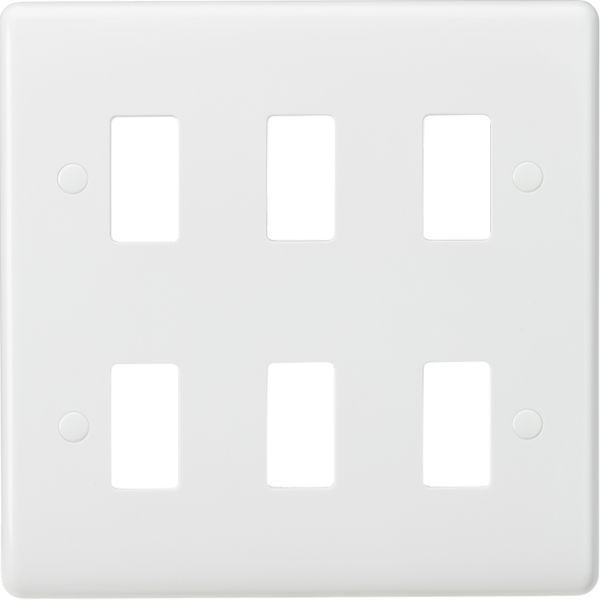 Knightsbridge CUG6 Grid White 6 Aperture Curved Edge Front Plate