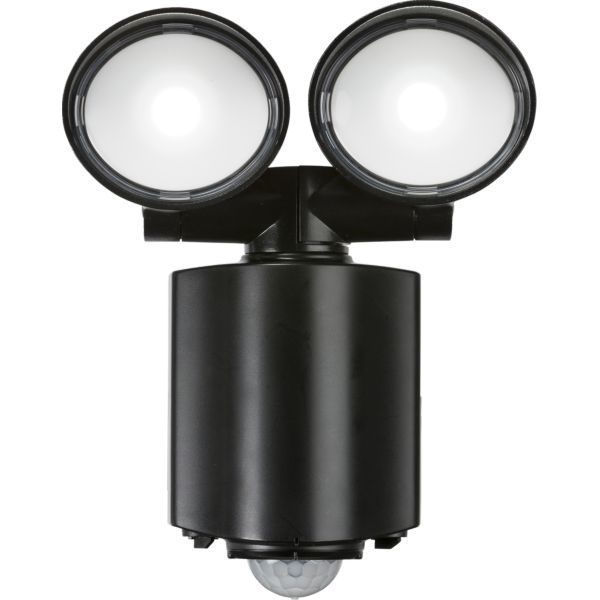 Knightsbridge FL16ABK Black IP55 2x8W 1300lm 5000K LED PIR Twin Spot Security Light
