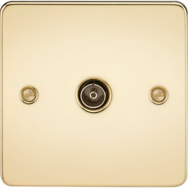 Knightsbridge FP0100PB Flat Plate Polished Brass 1 Gang Non-Isolated TV Outlet