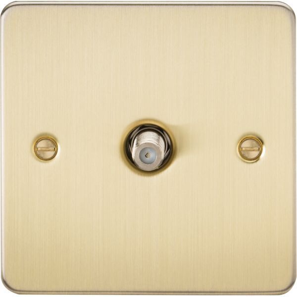 Knightsbridge FP0150BB Flat Plate Brushed Brass 1 Gang Non-Isolated Satellite TV Outlet