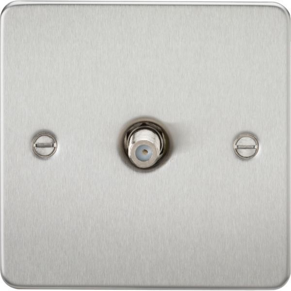Knightsbridge FP0150BC Flat Plate Brushed Chrome 1 Gang Non-Isolated Satellite TV Outlet