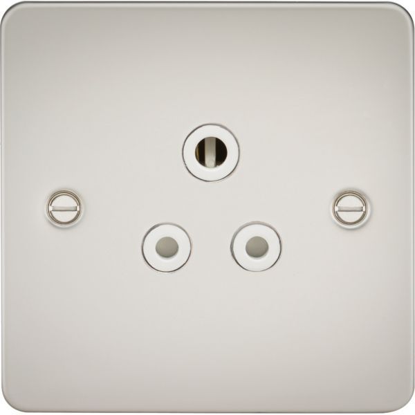 Knightsbridge FP5APLW Flat Plate Pearl Nickel 5A Unswitched Socket