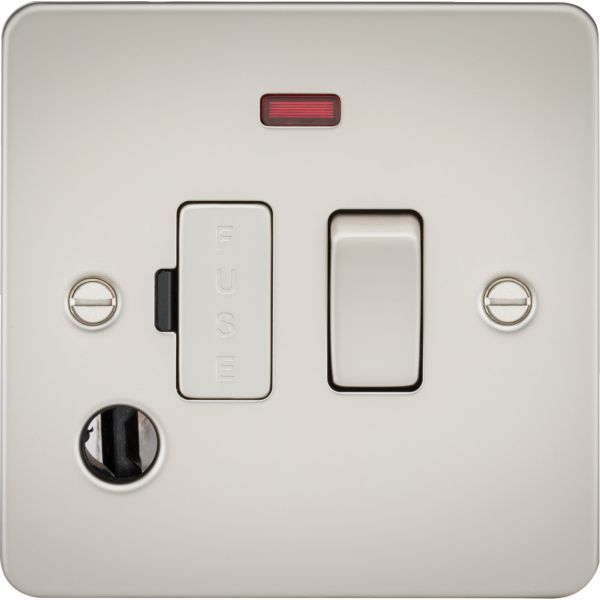 Knightsbridge FP6300FPL Flat Plate Pearl Nickel 13A Flex Outlet Neon Switched Fused Spur Unit