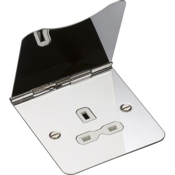 Knightsbridge FPR7UPCW Flat Plate Polished Chrome 1 Gang 13A Unswitched Floor Socket