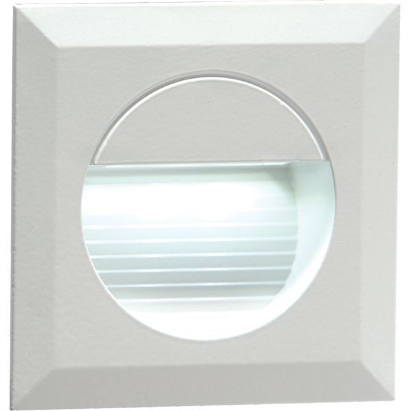 Knightsbridge NH019W White IP54 1W 45lm 6000K 80mm LED Recessed Square Guide Stair or Wall Light