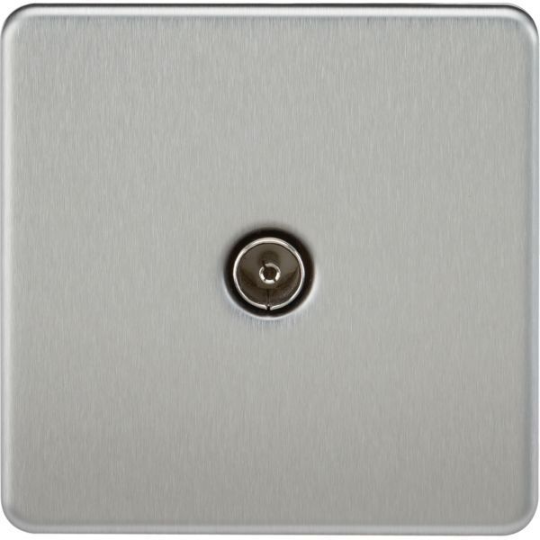 Knightsbridge SF0100BC Screwless Brushed Chrome 1 Gang Non-Isolated TV Outlet