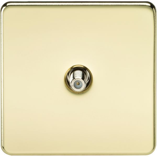 Knightsbridge SF0150PB Screwless Polished Brass 1 Gang Non-Isolated Satellite TV Outlet