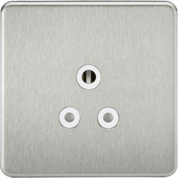 Knightsbridge SF5ABCW Screwless Brushed Chrome 5A Unswitched Socket - White Insert