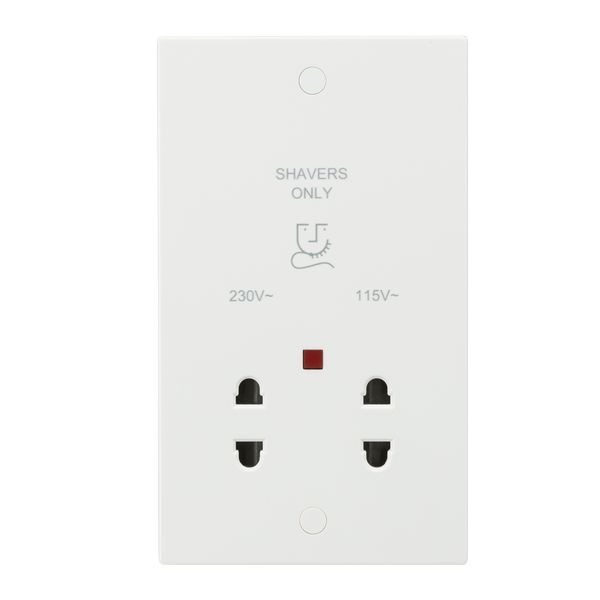 Knightsbridge SN8900N Square Edge White Dual Voltage Neon Shaver Socket
